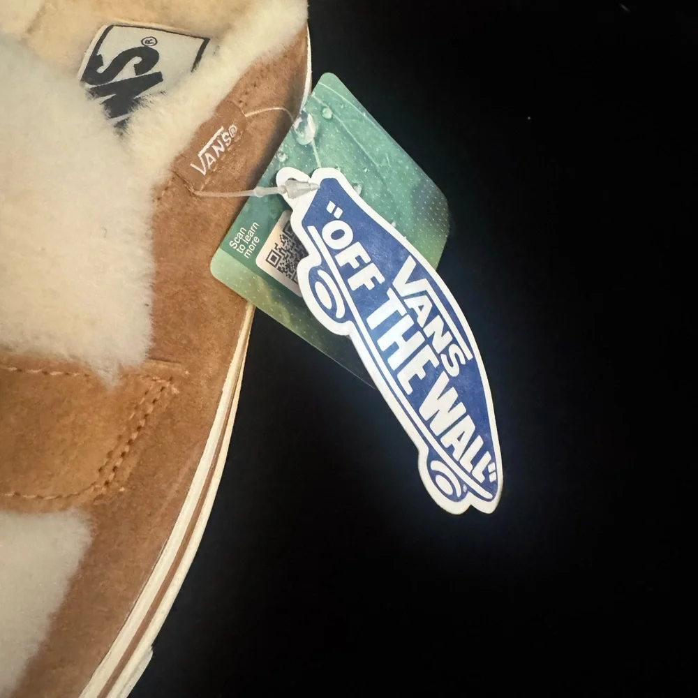 Vans Brown and Cream Slippers with Sherpa Lining